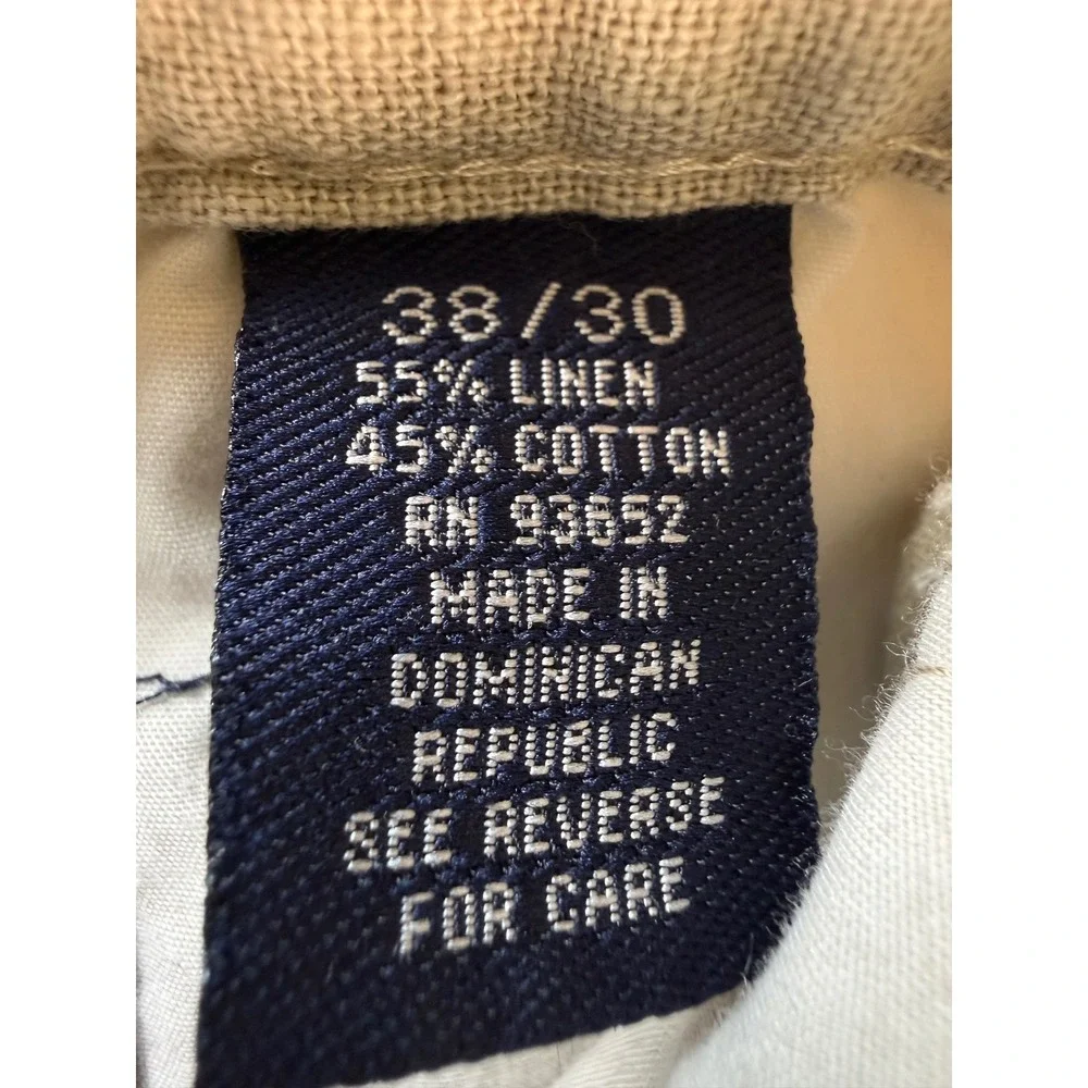 Salute Oleg Cassini Vintage Linen Cotton Pleated Pants 38x30 Khaki Tan Cuffed